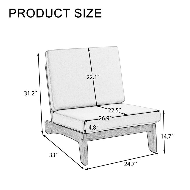 Patio Furniture Outdoor Wood Loveseat Chair Set with Cushion