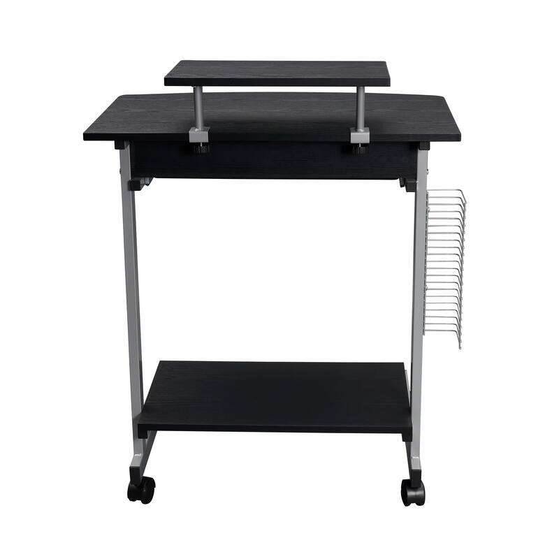 All-in-One Computer Workstation with Media Rack, Locking Casters, and Moisture-Resistant Laminate Finish