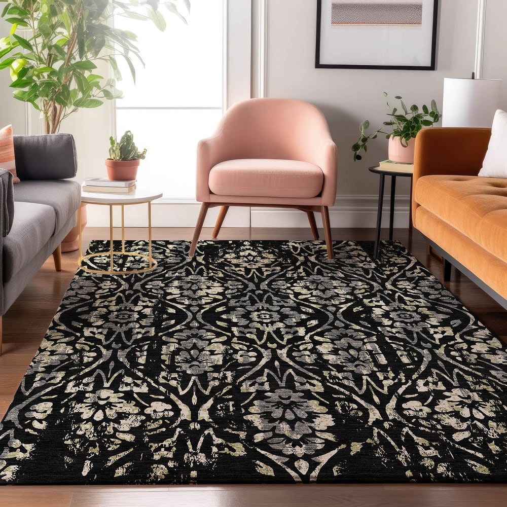 Premium Washable Super Soft Floral Damask Mayfield Rug