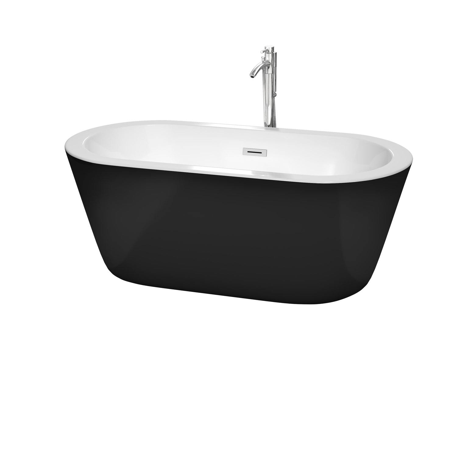 Wyndham Collection Mermaid 60-inch Black Freestanding Soaking Bathtub