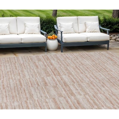 HomeRoots Striped Transitional Rectangle Outdoor Rug