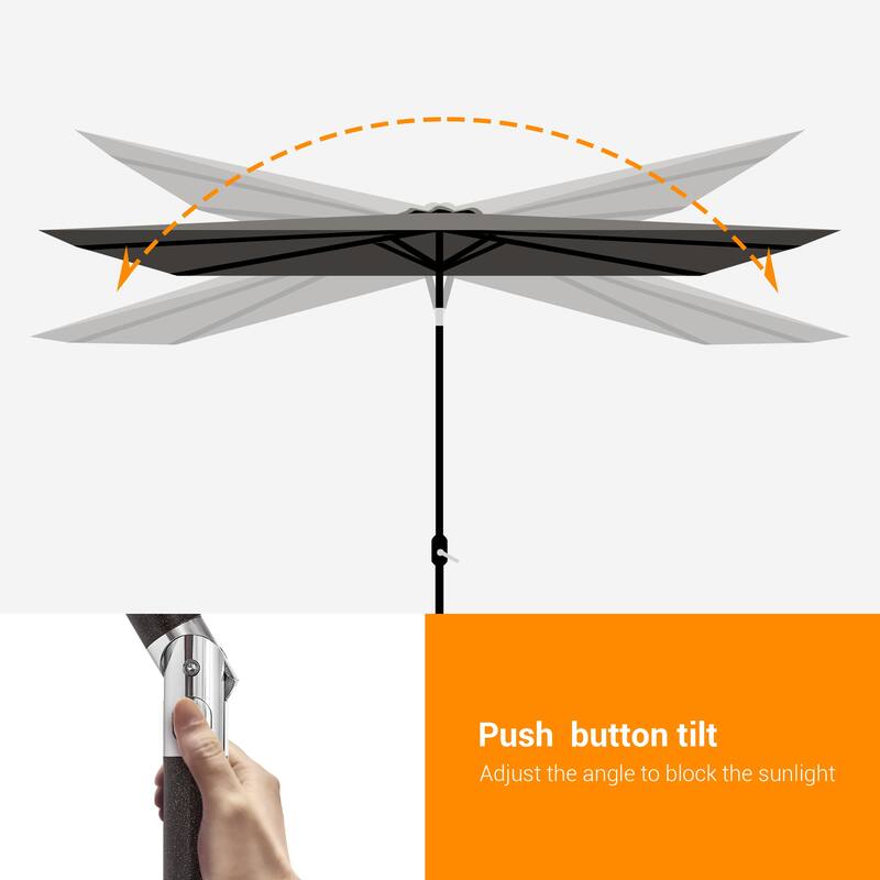 BONOSUKI Aluminum 10 x 6.5ft Patio Market Umbrella,Tilt and Crank