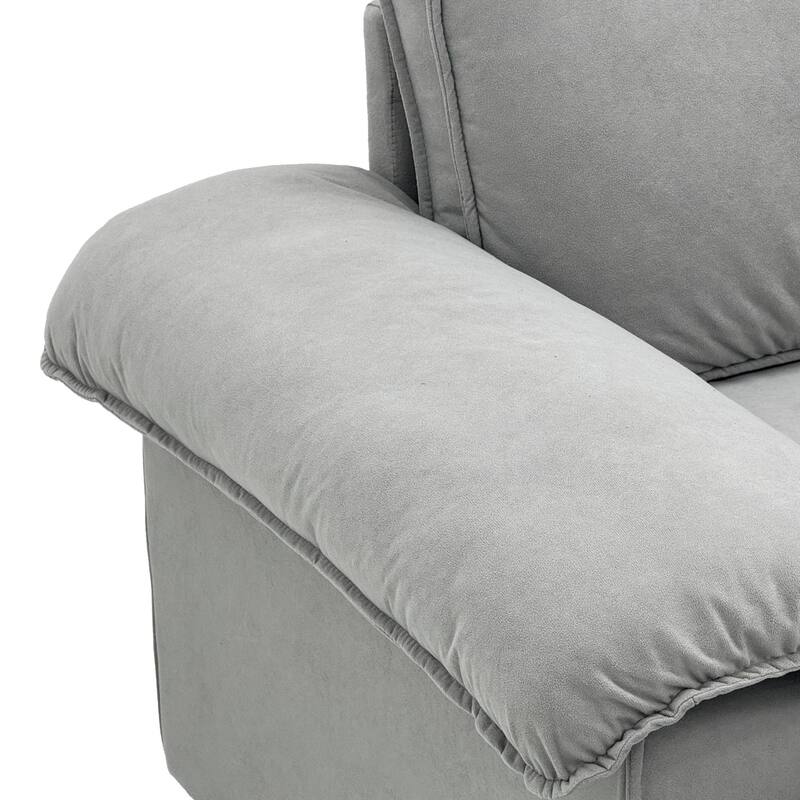 Roomfitters Modern Overstuffed Upholstered Sofa with Hidden Storage and Padded Arms, Comfy Loveseat for Small Space