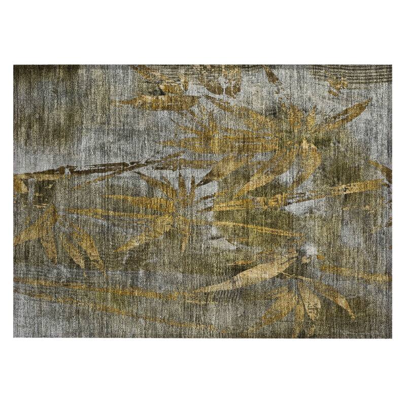 Machine Washable Indoor/ Outdoor Modern Floral Chantille Rug
