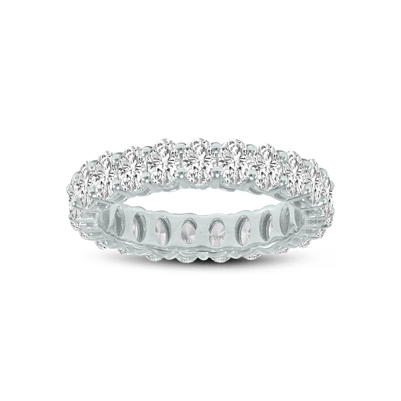 Marquee Jewels Oval Lab Grown Diamond Eternity Band in 14K White Gold (4.75 Carat TW)