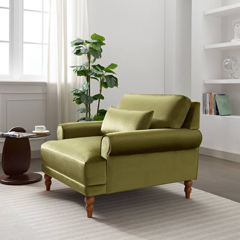 Circular Arm Chairs Living Room Accent Chair Lounge Chair with Roman Column Legs