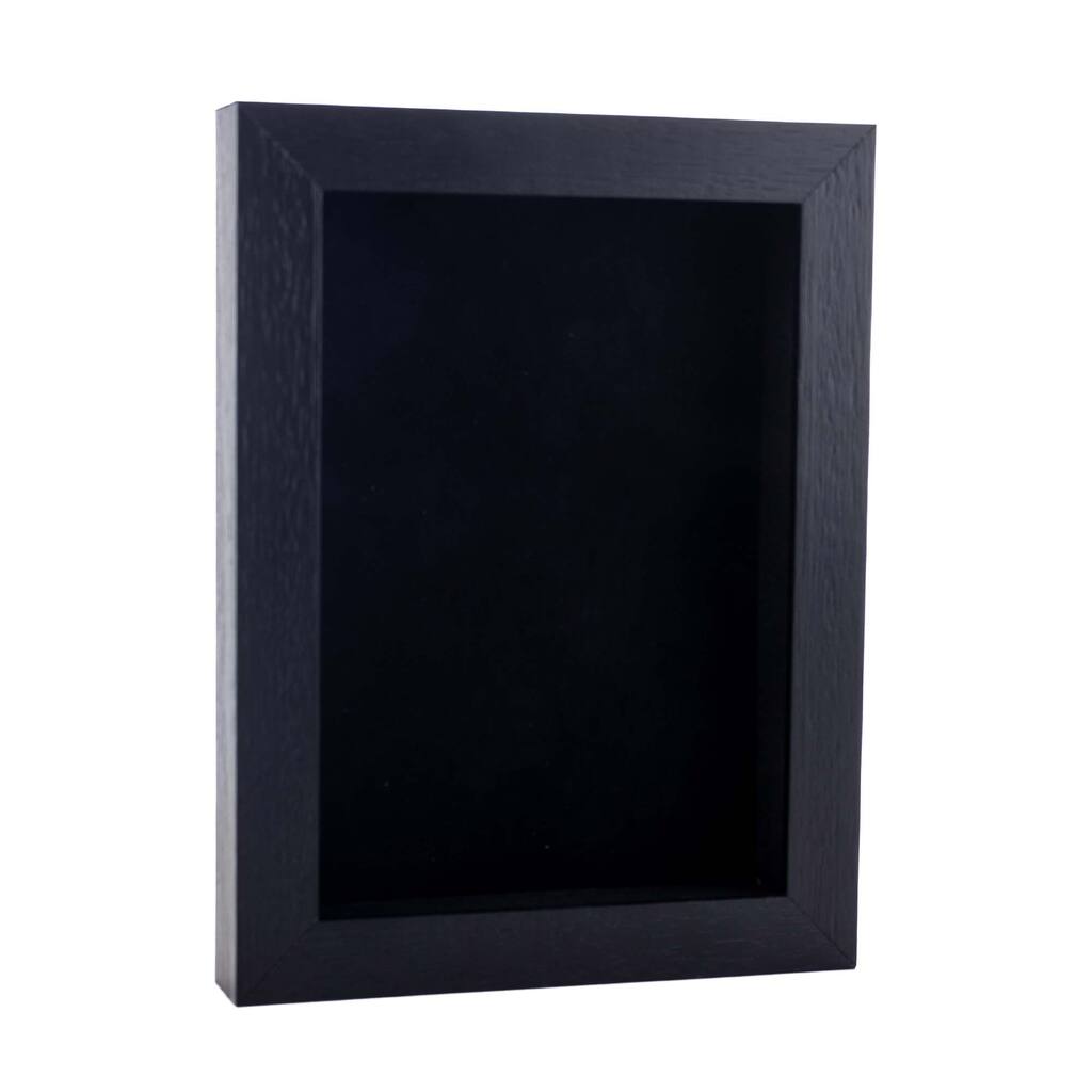 6x8 Shadow Box Frame Textured Black Wood Includes a Black Real Suede Texture Acid-Free Backing Board