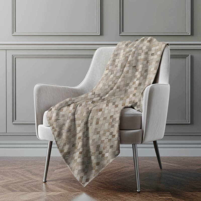 Premium Machine Washable ASB101 Faux Cowhide Sherpa Throw Blanket