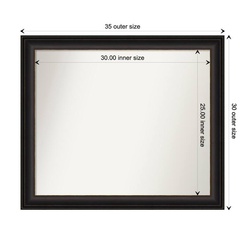 Trio Oil Rubbed Bronze Framed Non-Beveled Custom Wall Mirror, Bathroom Vanity Mirror - Outer Size: 34.5 x 29.5