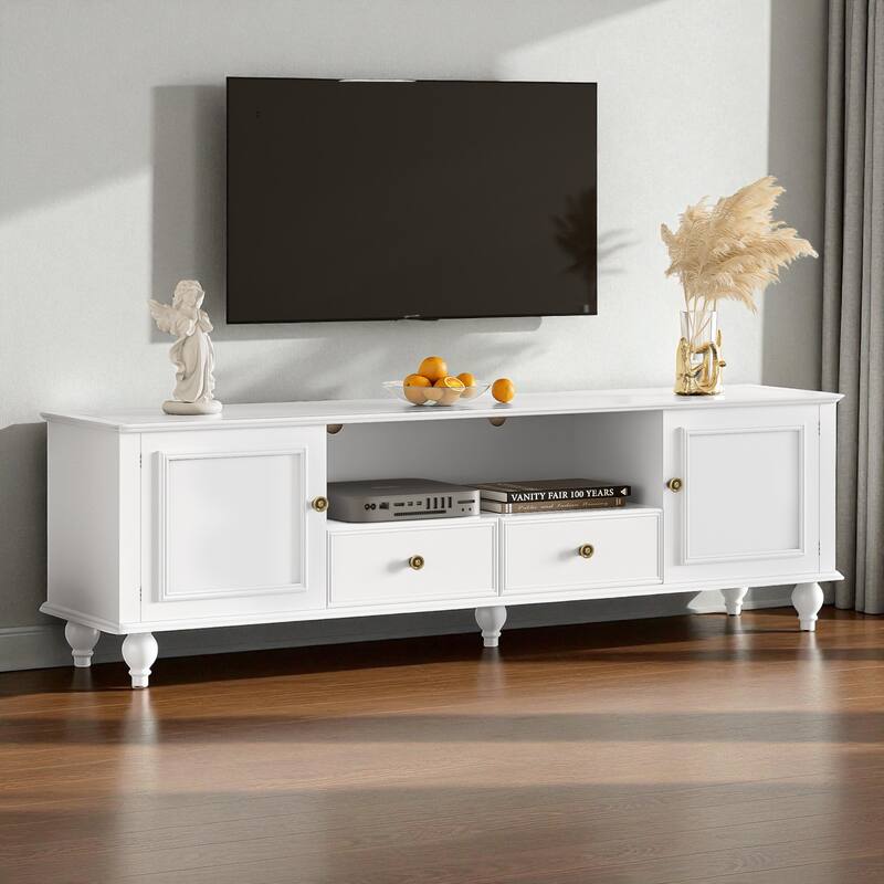 70.9'' Modern TV Stand for TVs up to 80'', Entertainment Center with 2 Drawers, 2 Cabinets & Open Shelf for Living Room