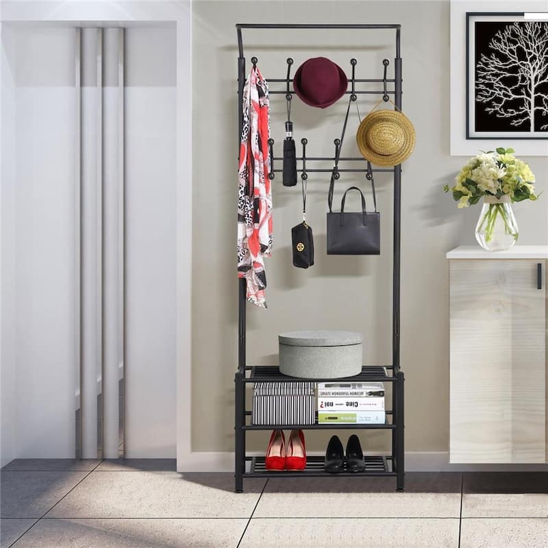 Yaheetech 74" H Metal Coat Racks Free Standing Entryway Storage Rack