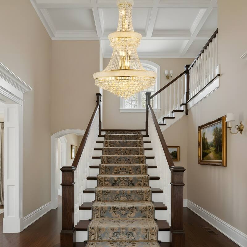 32-Inch Crystal Chandelier, 27-Light Ceiling Light with LED Bulbs - N/A