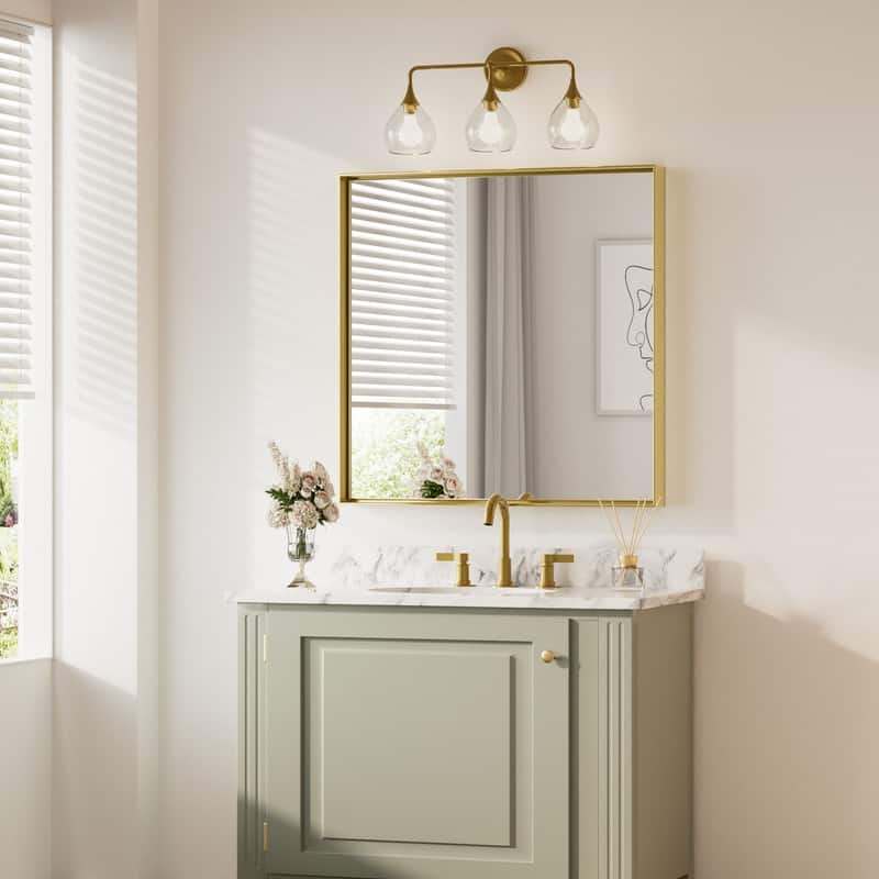 Keonjinn Aluminum Framed Wall Mount Bathroom Vanity Mirror