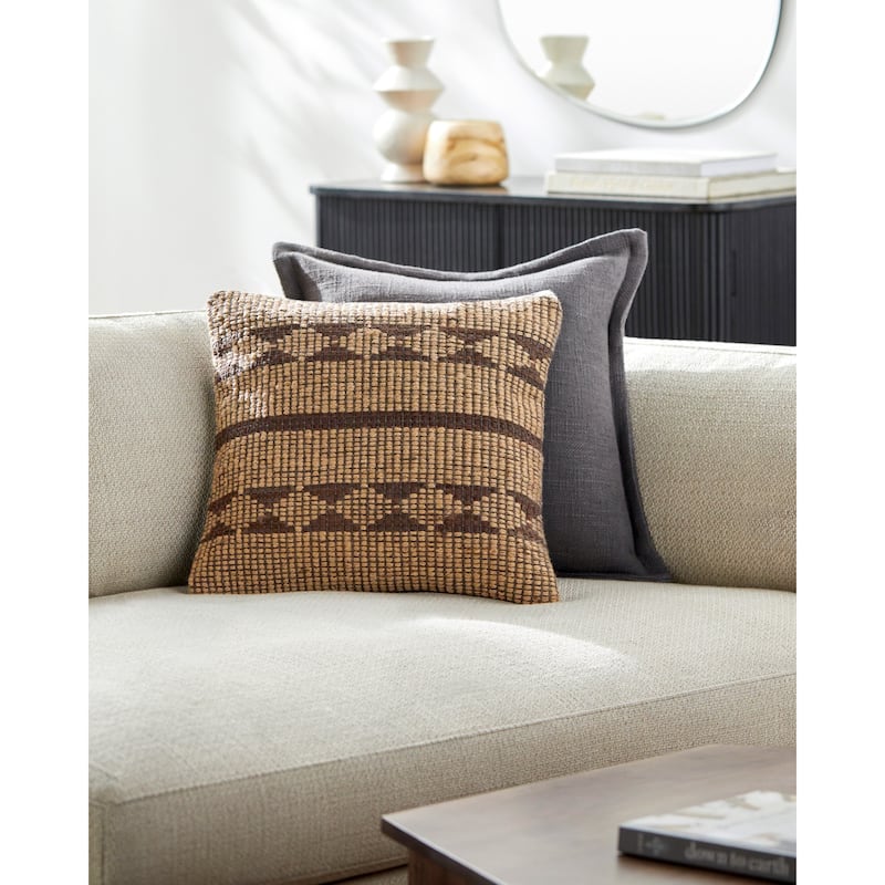 Annalisa Global Geometric Accent Pillow - 20"L x 20"W - Cover Only - Natural
