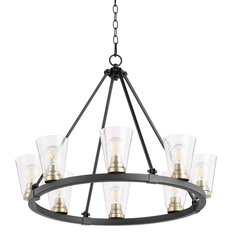 Quorum International 63-8-80 Paxton 8 Light 31" Wide Ring Chandelier - Textured Black / Aged Brass