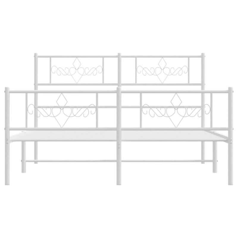 vidaXL 12 Inches White Full Size Metal Bed Frame No Mattress - 77.2" x 55.9" x 35.4"