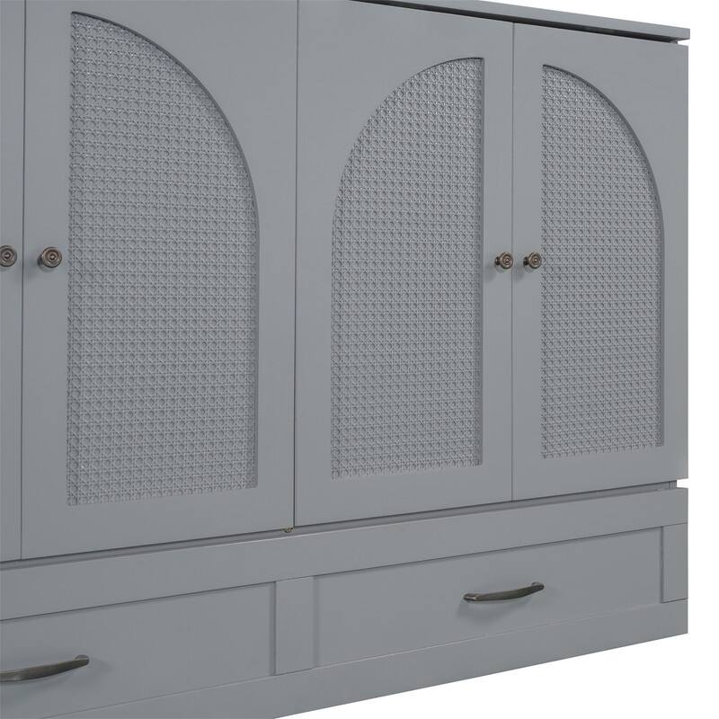 Full/Queen Size Murphy Bed Wall Bed with a Large Drawer, Wooden Space Savig Murphy Cabinet Bed, Folding Murphy Bed Chest