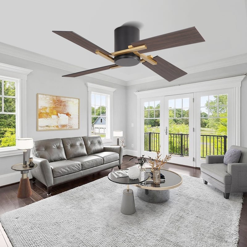 48Inch 4 Two-color Fan Blades Dc Motor Indoor Ceiling Fan With Remote