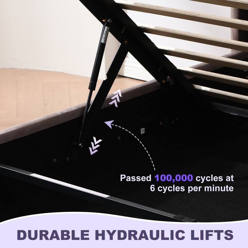 Upholstered Platform Bed With Charging Station & LED Lights