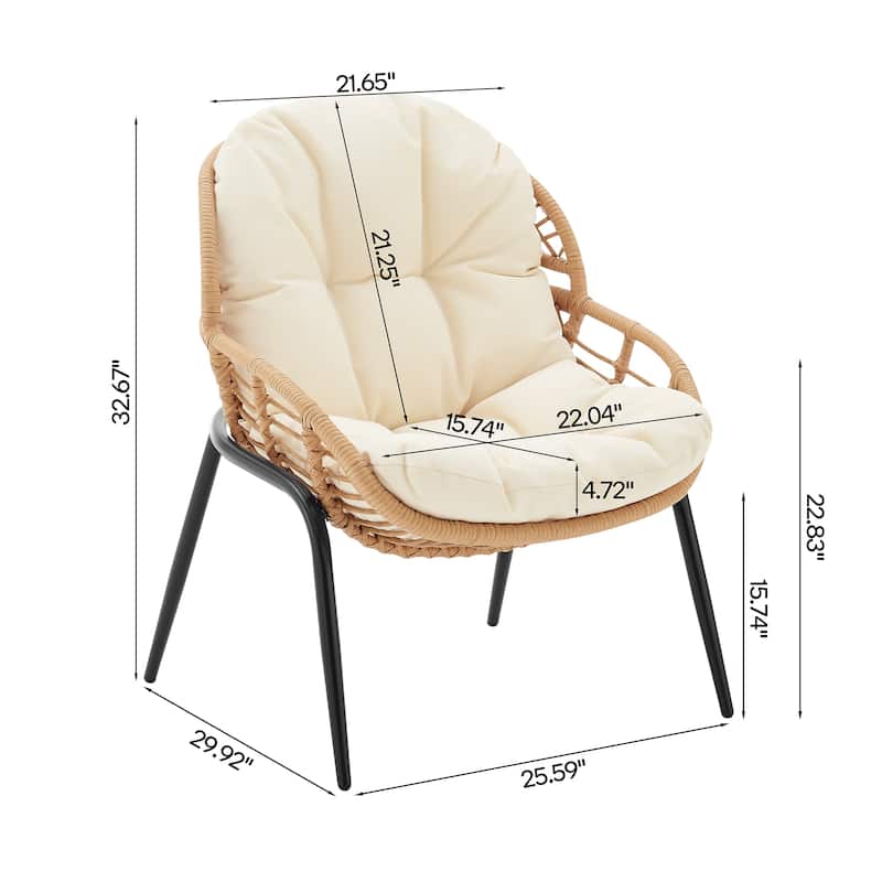 Manhattan Comfort Pine Modern 4-Piece Patio Conversation Set