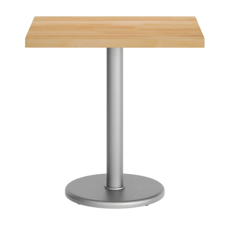 Rectangular Solid Wood Commercial Tabletop with 18" Round Dining Height Base - 24"W x 30"D x 29.5"H