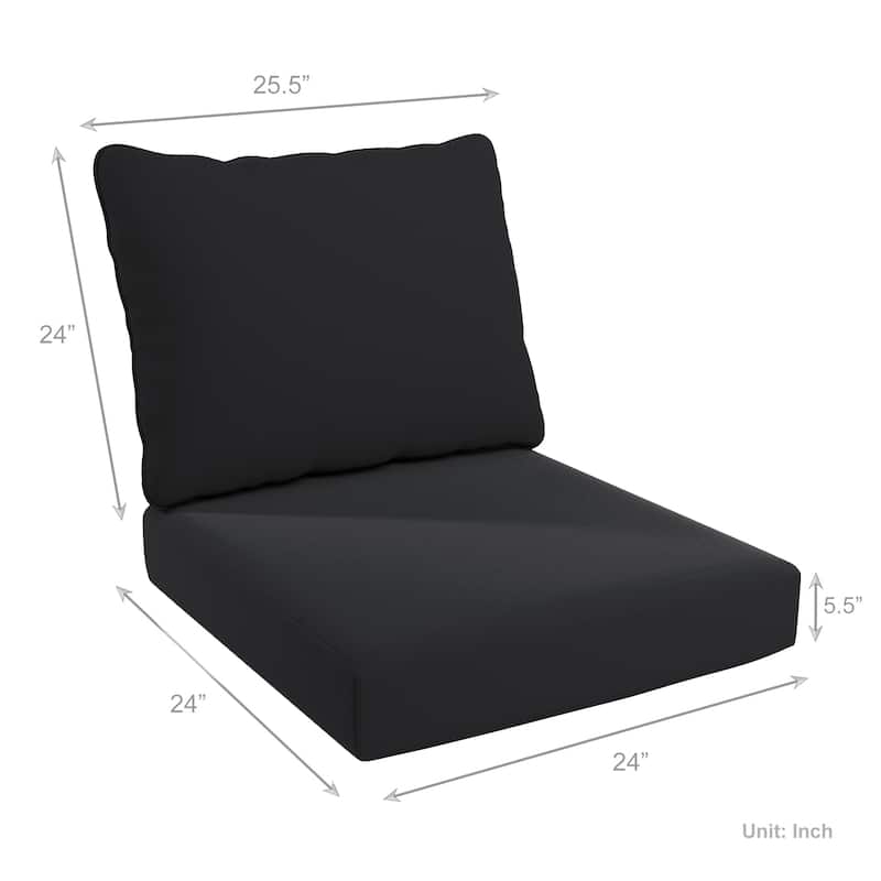 California Umbrella Outdoor Deep Seat Cushion Set, 24" x 48", 5.5" Thick Seat, Solstice Olefin Fabric