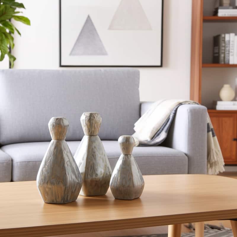 Stoneware Decorative Vases Contemporary Minimalist Sleek (Set of 3)