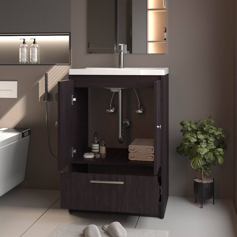 Sinclair Freestanding Bathroom Vanity with Sink, Two Doors and Bottom Drawer