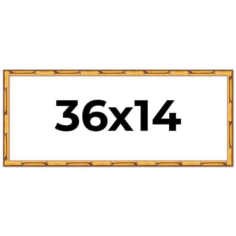 36x14 Frame Gold Bamboo Picture Frame Modern Photo Frame Includes UV Acrylic Shatter Guard Front Acid Free Foam Backing Board
