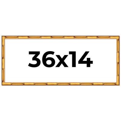 36x14 Frame Gold Bamboo Picture Frame Modern Photo Frame Includes UV Acrylic Shatter Guard Front Acid Free Foam Backing Board
