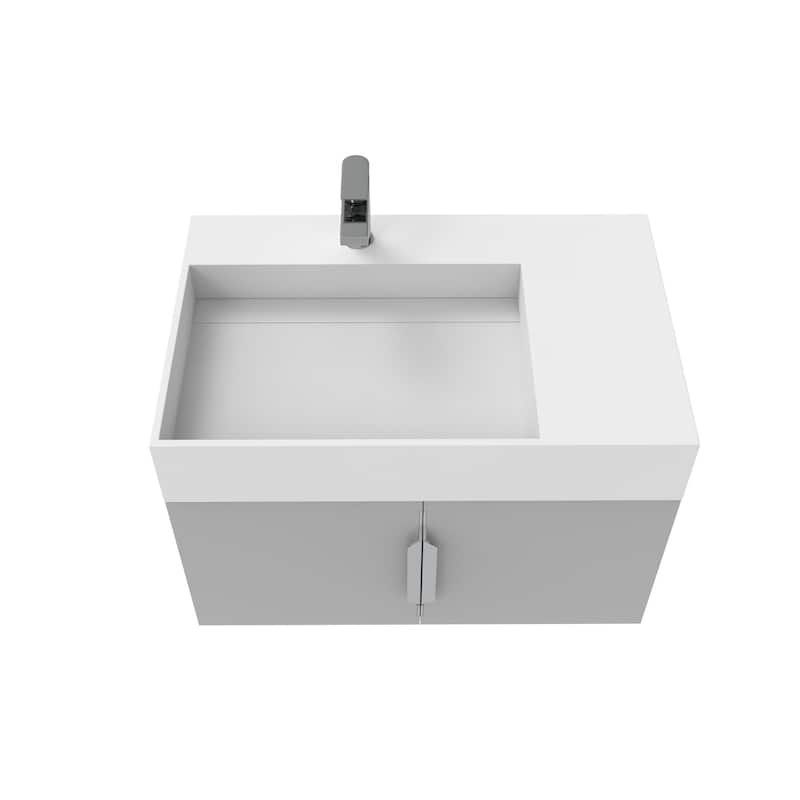 Amazon 30" Wall Mounted Bathroom Left Basin Vanity Set w/ White Top
