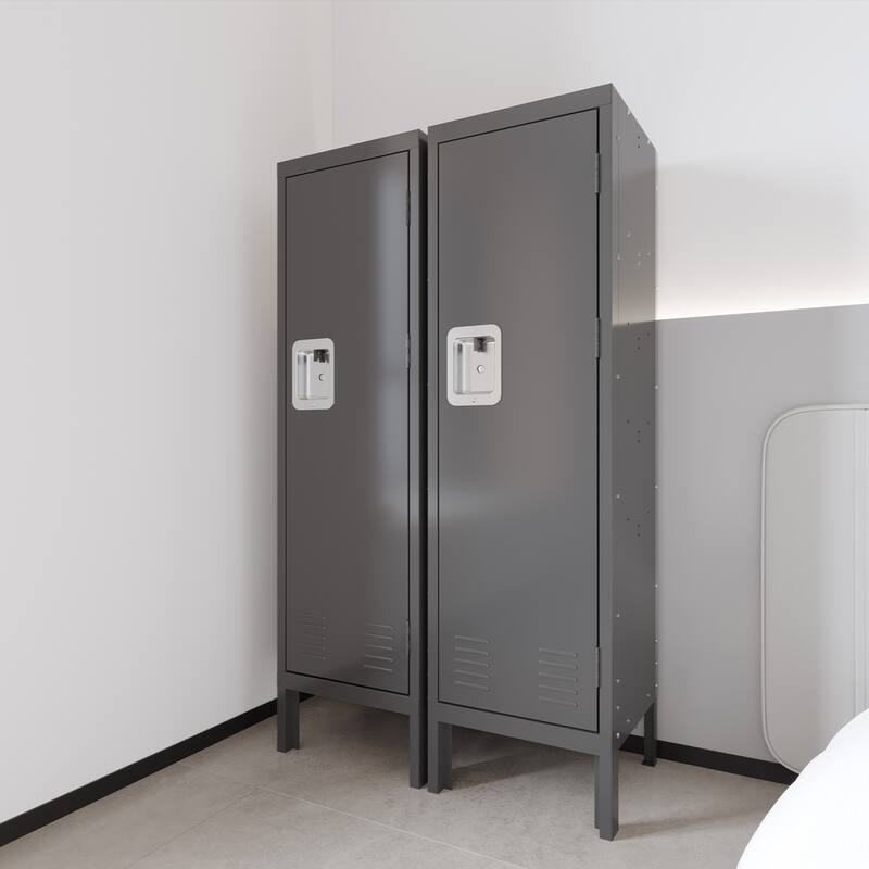 Roomfitters 1 Door Tall Metal Storage Locker, Retro Industrial Steel Cabinet for Gym Office or Bedroom