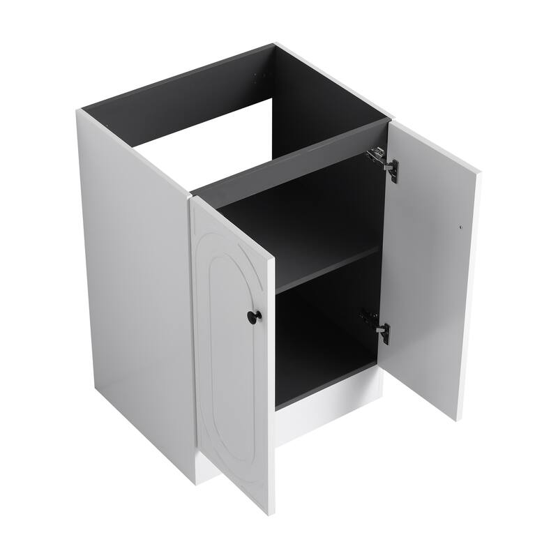Modern 24 Inch Freestanding Bathroom Vanity Base without Sink, Storage Cabinet with Soft-Close Doors and Adjustable Shelves