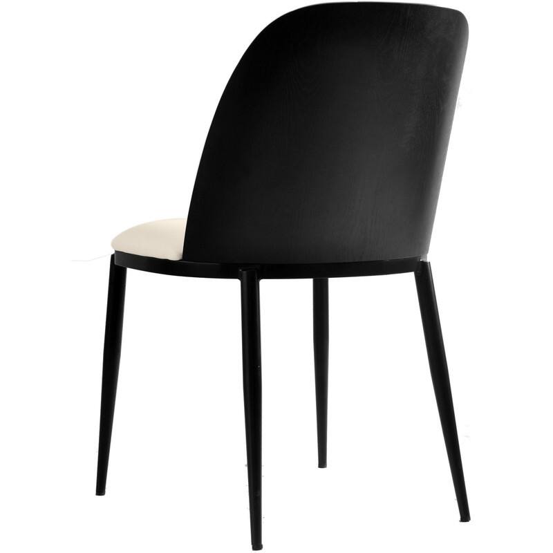 Dining Chair with Upholstered Seat Side Chair with MDF Wood Frame in Steel Set of 4