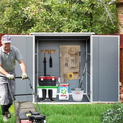 5x3FT Outdoor Storage Shed Waterproof Resin Cabinet with Lockable Doors for Bikes and Patio Furniture
