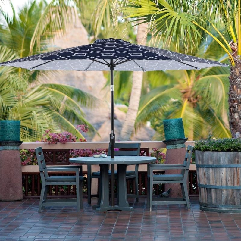 Shop Black Friday Deals On Sophia William 9ft Auto Tilt Outdoor Patio Umbrella Market Umbrella With 8 Fiberglass Ribs Navy Overstock 31058347