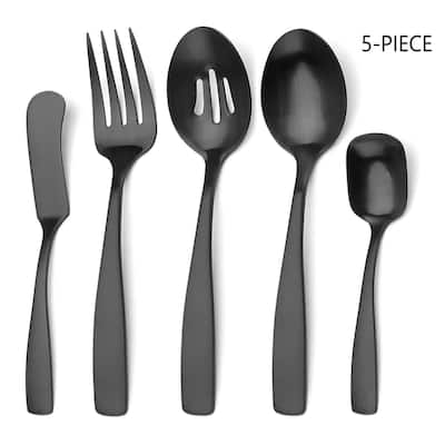 5-Piece Matte Stainless Steel Serving Flatware Silverware Set