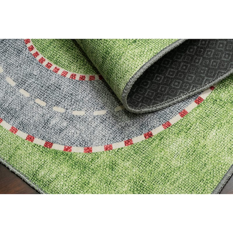 Dynamic Rugs Kidz Green/Multi Polyester Children's Area Rug