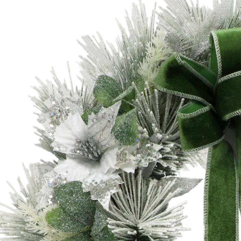 Puleo International 24 in. Decorated Flocked Artificial Christmas Wreath