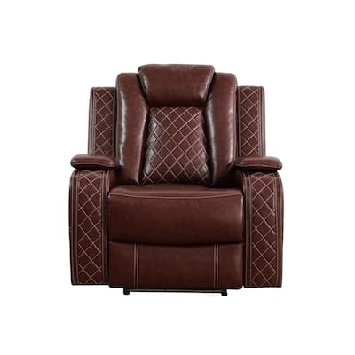 Red Breathing Leather Living Room Sectional Recliner Chair