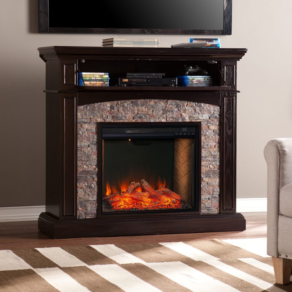 SEI Furniture Grantham Convertible Criss-Cross Electric Fireplace - 16"W x 42"D x 46"H
