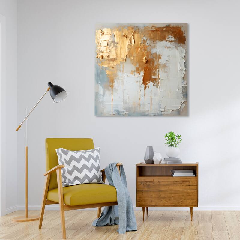 Wynwood Studio Canvas Abstract Gold Pouring from Heaven Gold and Metallic Gold Glam Wall Art Canvas Print - 30 x 30