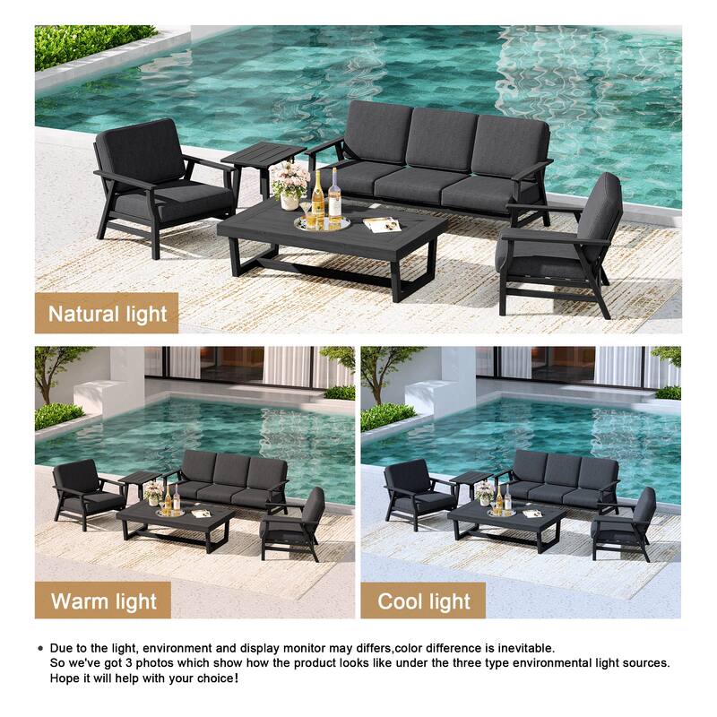 5-Piece Teak Outdoor Conversation Set with Tables.