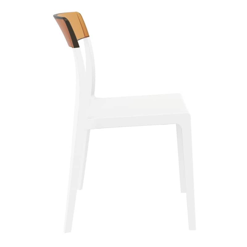 33" White and Amber Patio Dining Chair