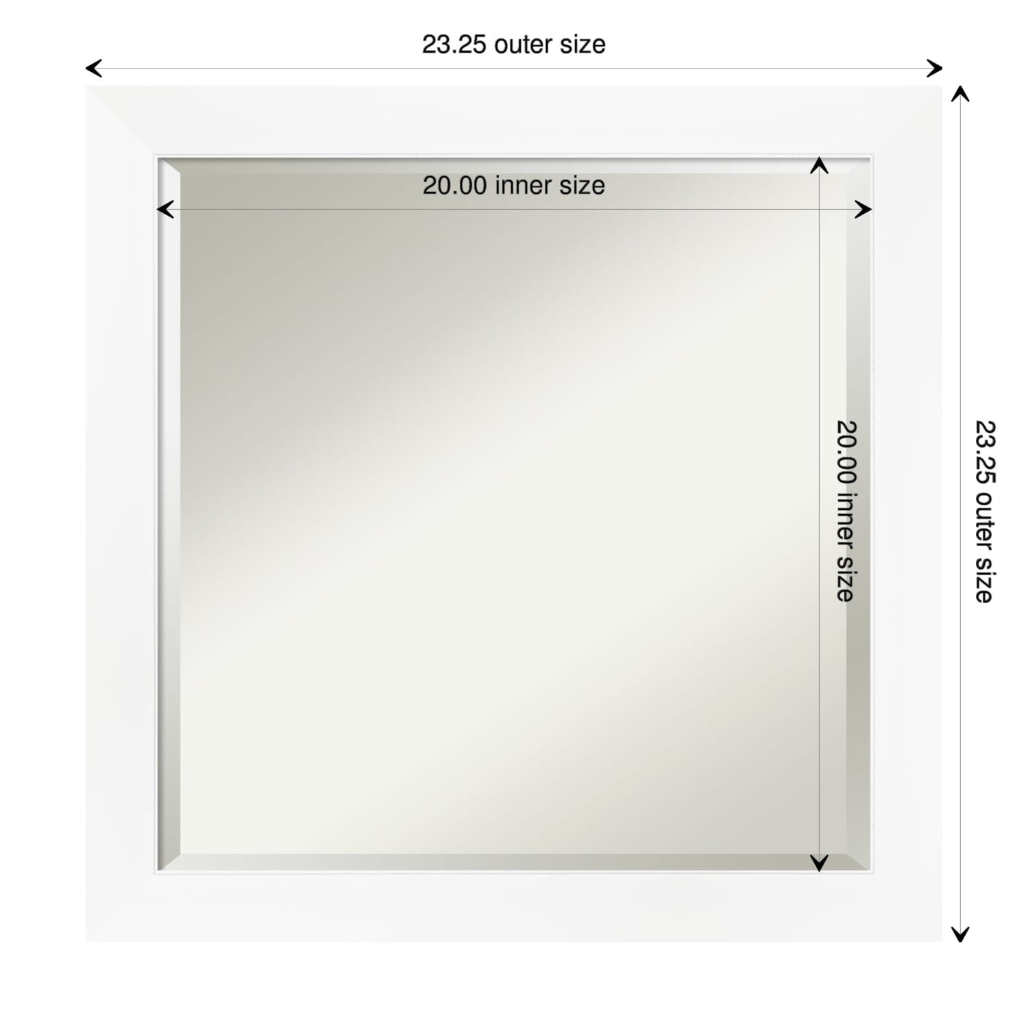 Beveled Wall Mirror - Cabinet White Narrow Frame - Cabinet White Narrow