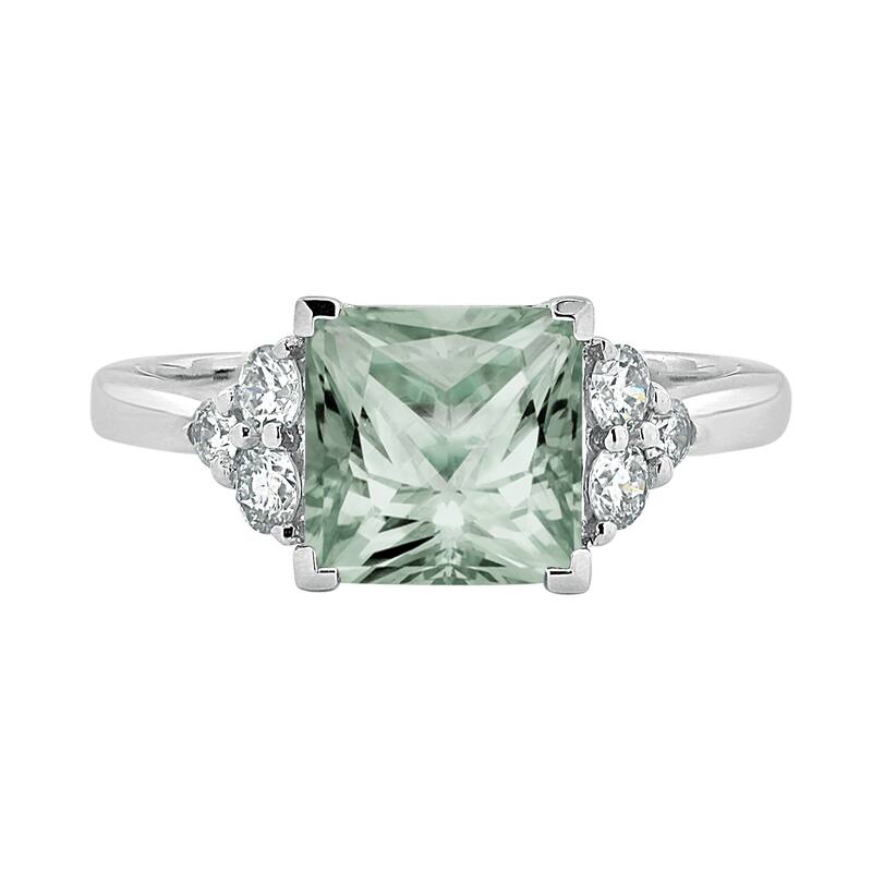 Auriya 1 7/8ct Princess-cut Green Amethyst and Diamond Engagement Ring 1/3ctw 14k Gold
