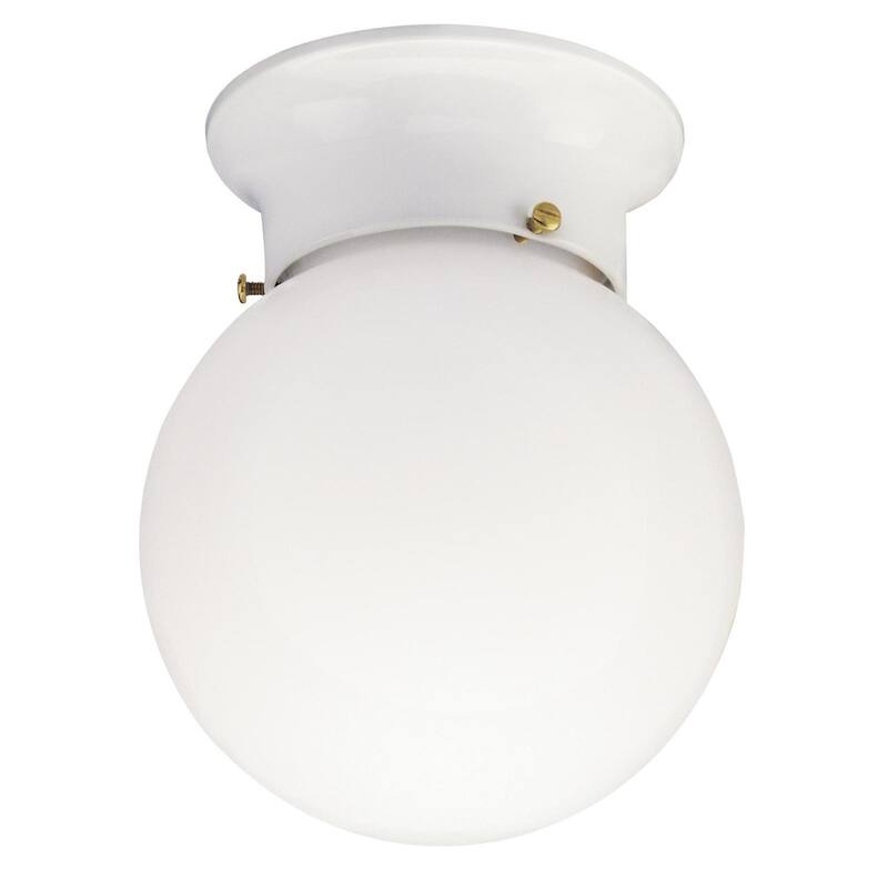 Westinghouse One-Light Flush-Mount Interior Ceiling Fixture, White Finish with White Glass Globe - White