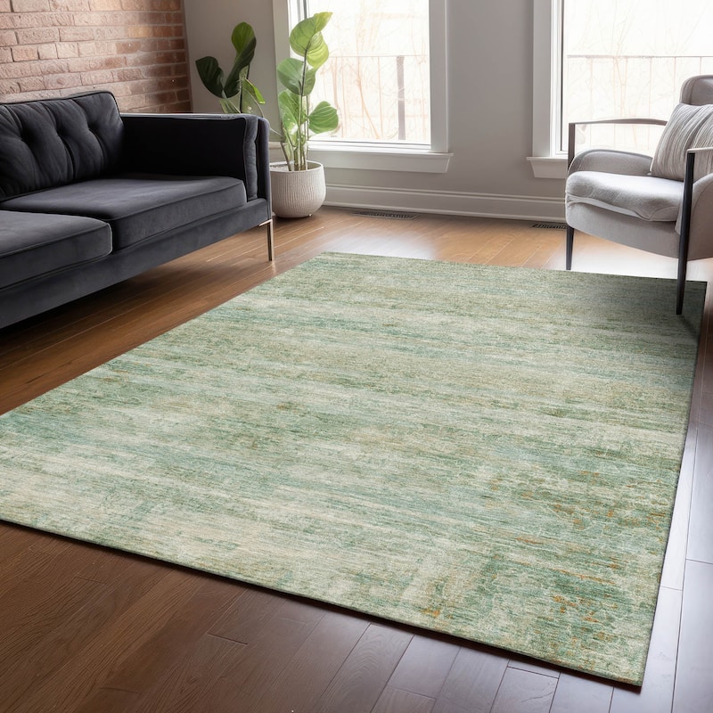 Machine Washable Indoor/Outdoor Watercolor Ombre Chantille Rug