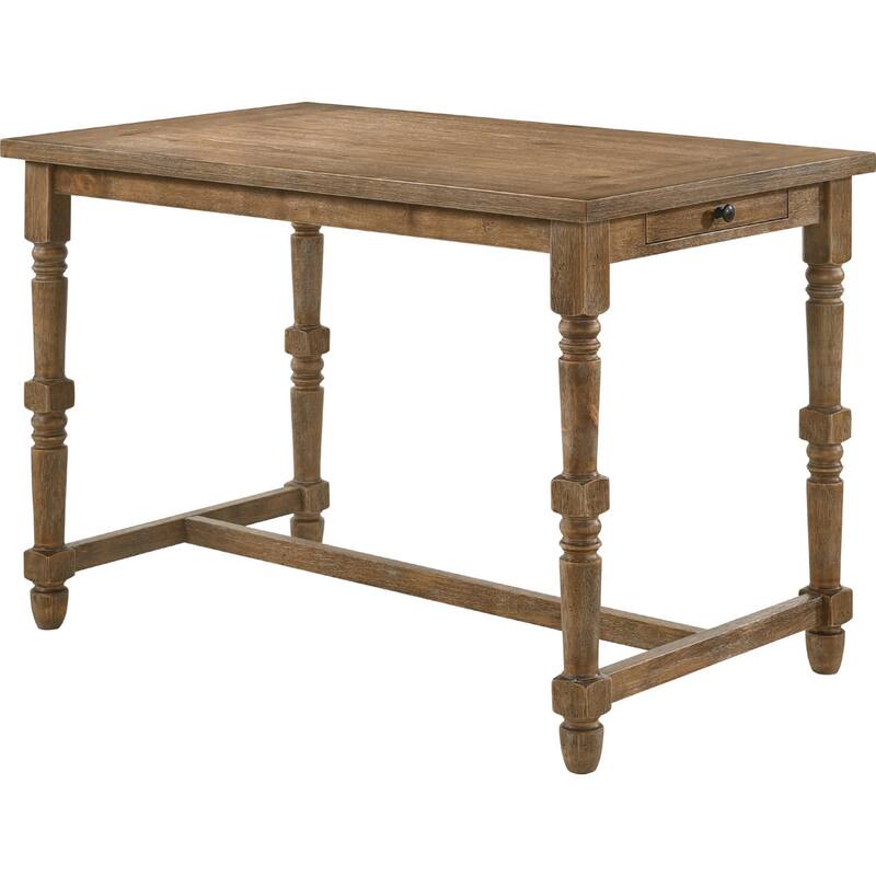 Rectangular Counter Height Table in Weathered Oak Finish - Weathered Oak