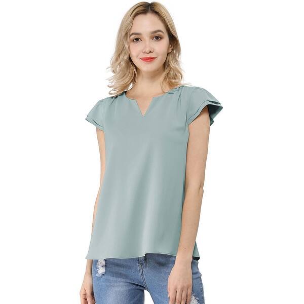 Shop Women S Work Business Casual Plain Cap Sleeve Blouse Top
